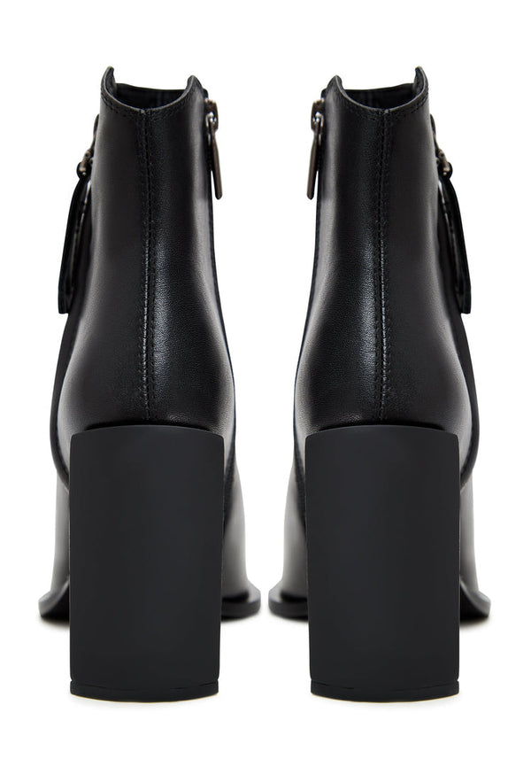 Classic Leather Ankle Boots - Black