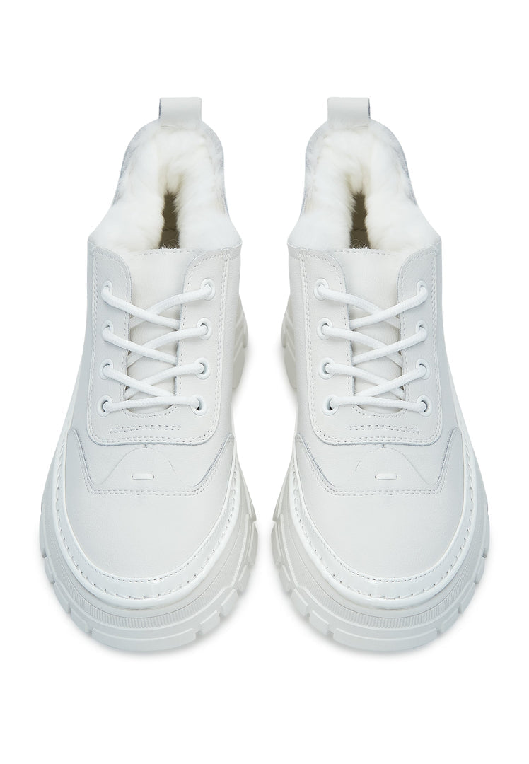 Chunky Merino Wool Ankle Boots - White
