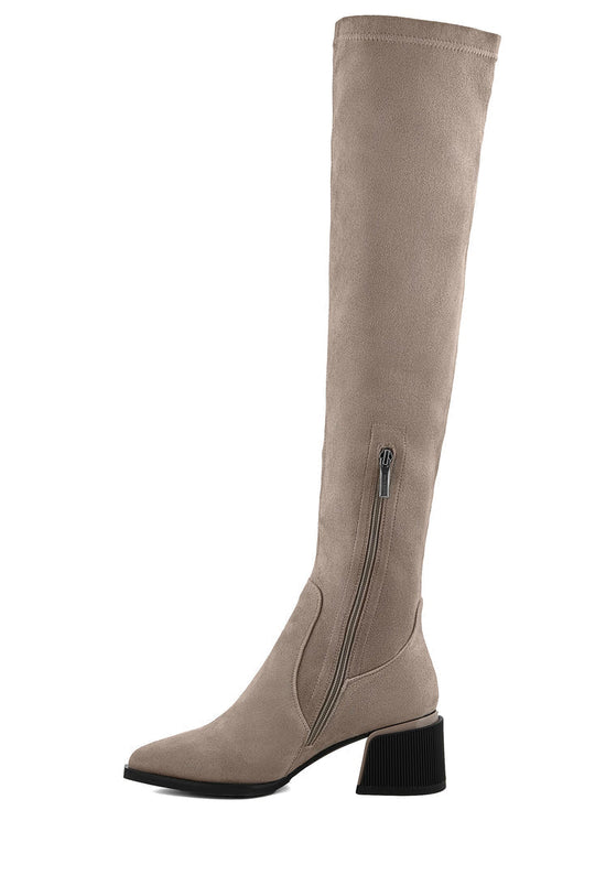 Chic over-knæ-støvler i ruskind - Beige