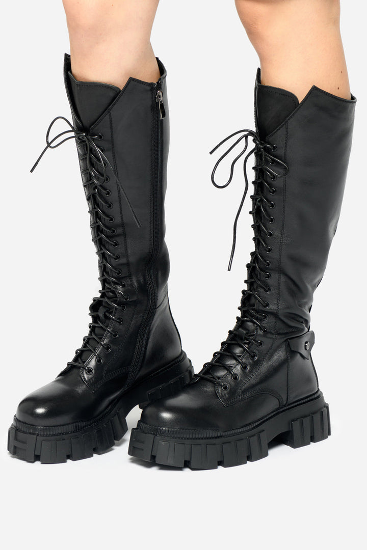 High-Rise Combat Boots - Sort