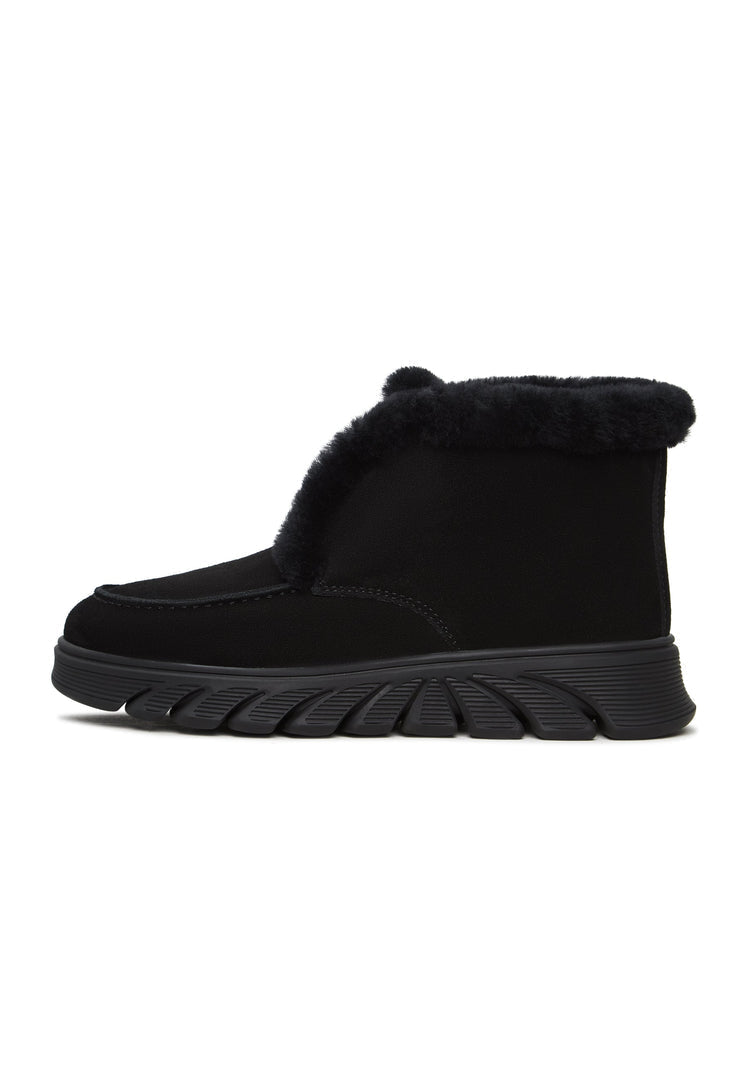 Taupe Shearling-forede ankelstøvler Adriana - Sort