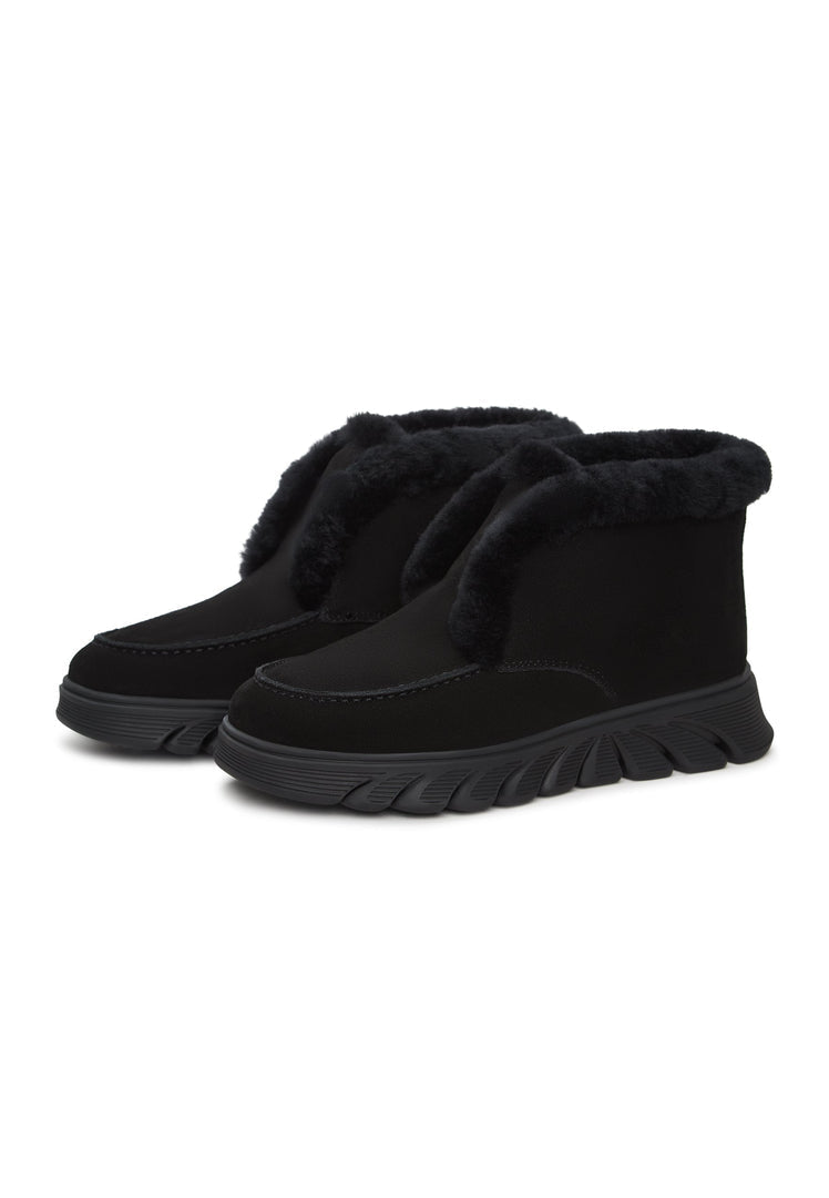 Taupe Shearling-forede ankelstøvler Adriana - Sort