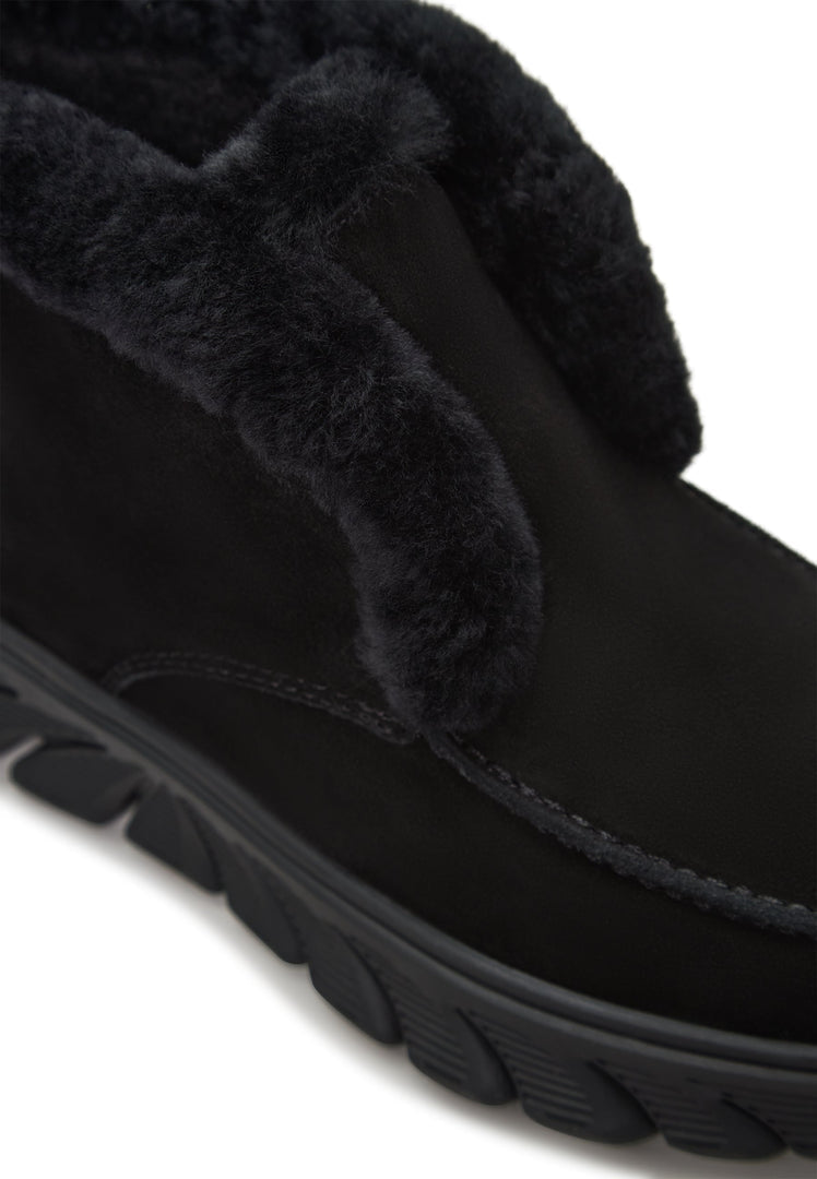 Taupe Shearling-forede ankelstøvler Adriana - Sort