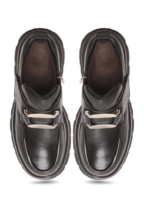 Mocasines de piel con doble hebilla Geirr - Negro