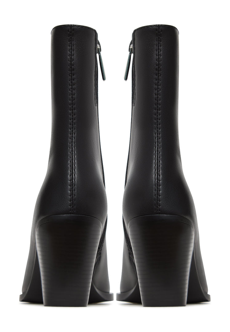 Elegant Zipper Heel Boots Regi - Black