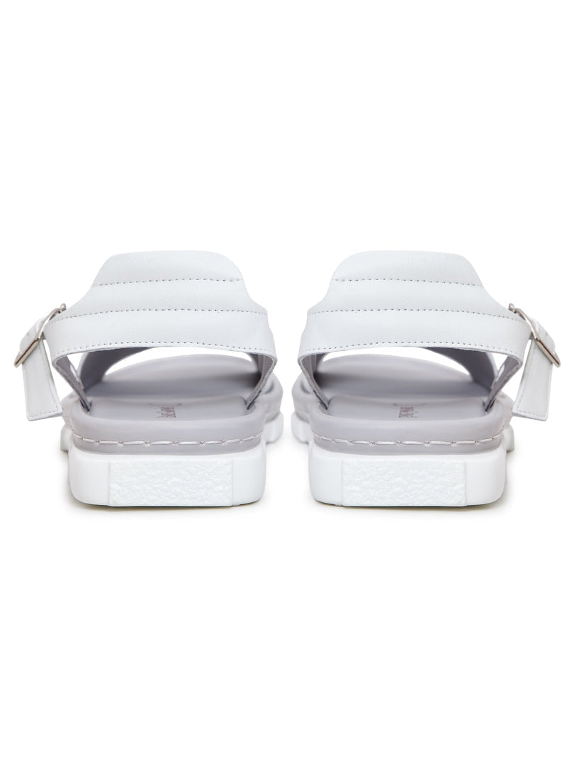 A stylish pair of urban platform sandals in white, perfect for trendy women looking for fashionable footwear.