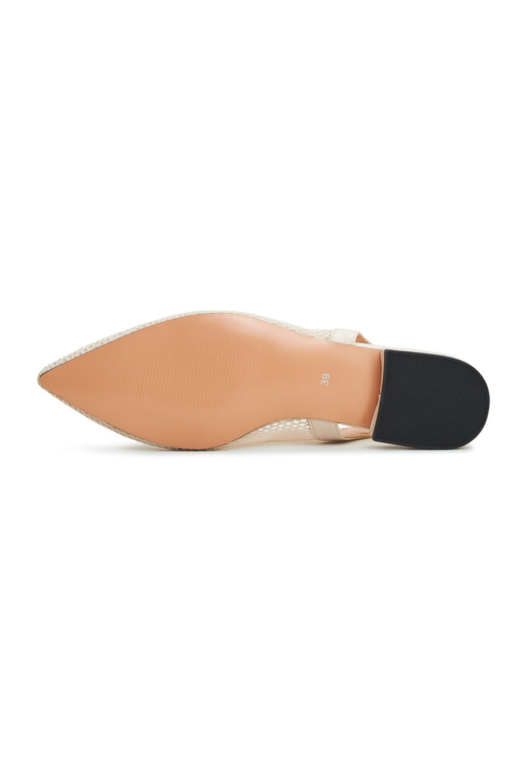 A stylish pair of Women's Beige Slingback Ballet Pumps, also known as Cira Slingback Ballet Pumps, perfect for any occasion.