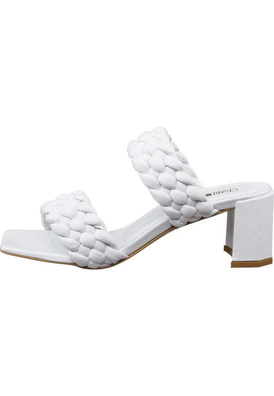 Geflochtene Sandalen mit Absatz - Weiß