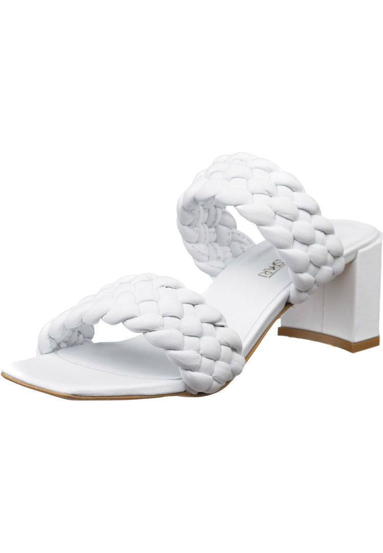 Geflochtene Sandalen mit Absatz - Weiß