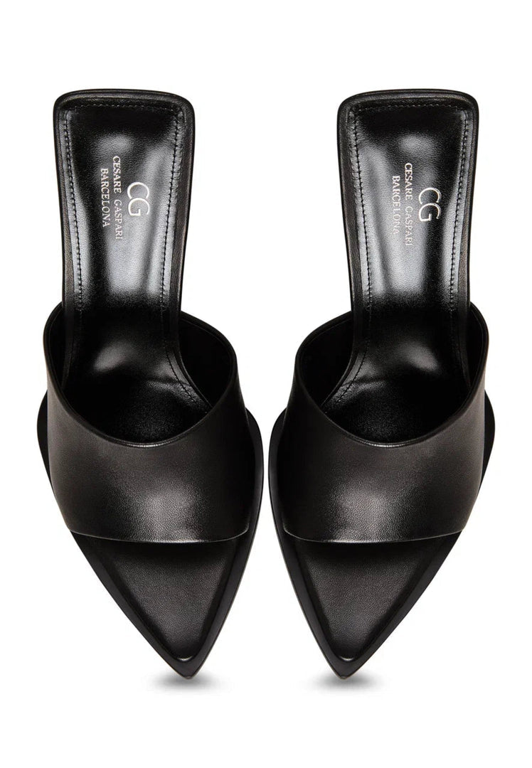 Minimalist Heeled Mules - Black