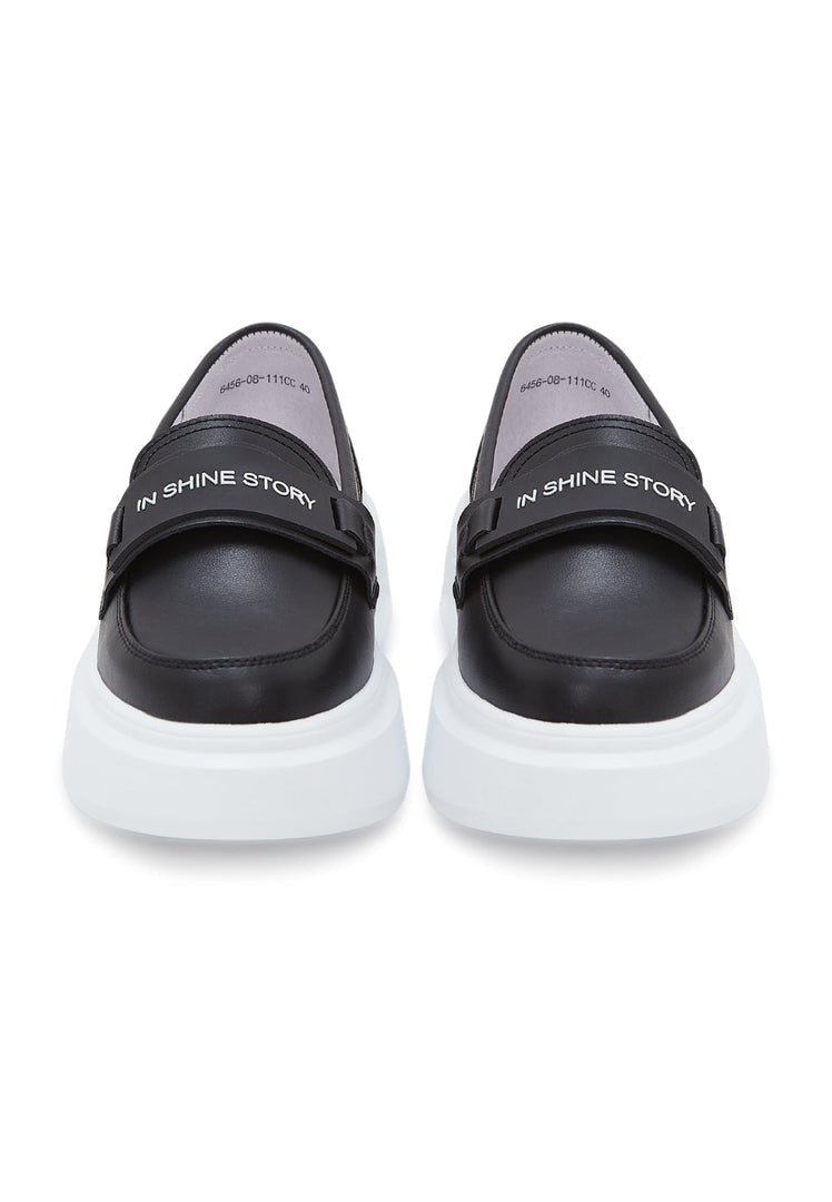 Platform Slip-On Loafers - Black