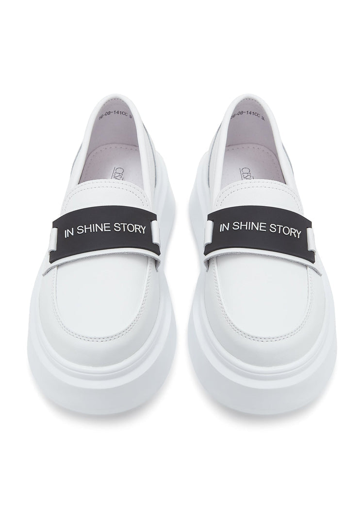 Platform Slip-On Loafers - White