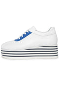 Striped High Platform Sneakers - Blue