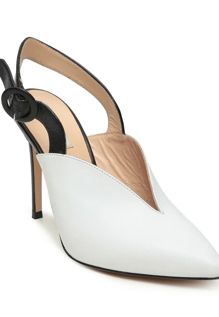 Kontrastierende Slingback-Stilettos Celestia - Weiß