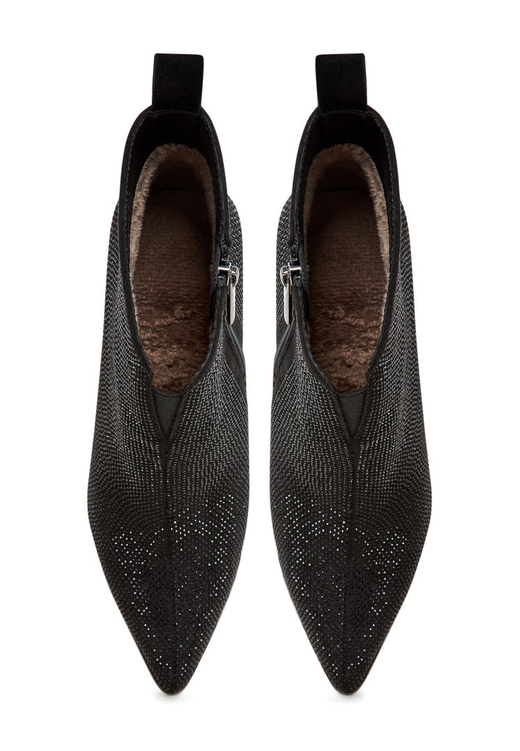 Ankelstøvler med spidse hæle - Stilfulde læderstøvler - sort ruskind