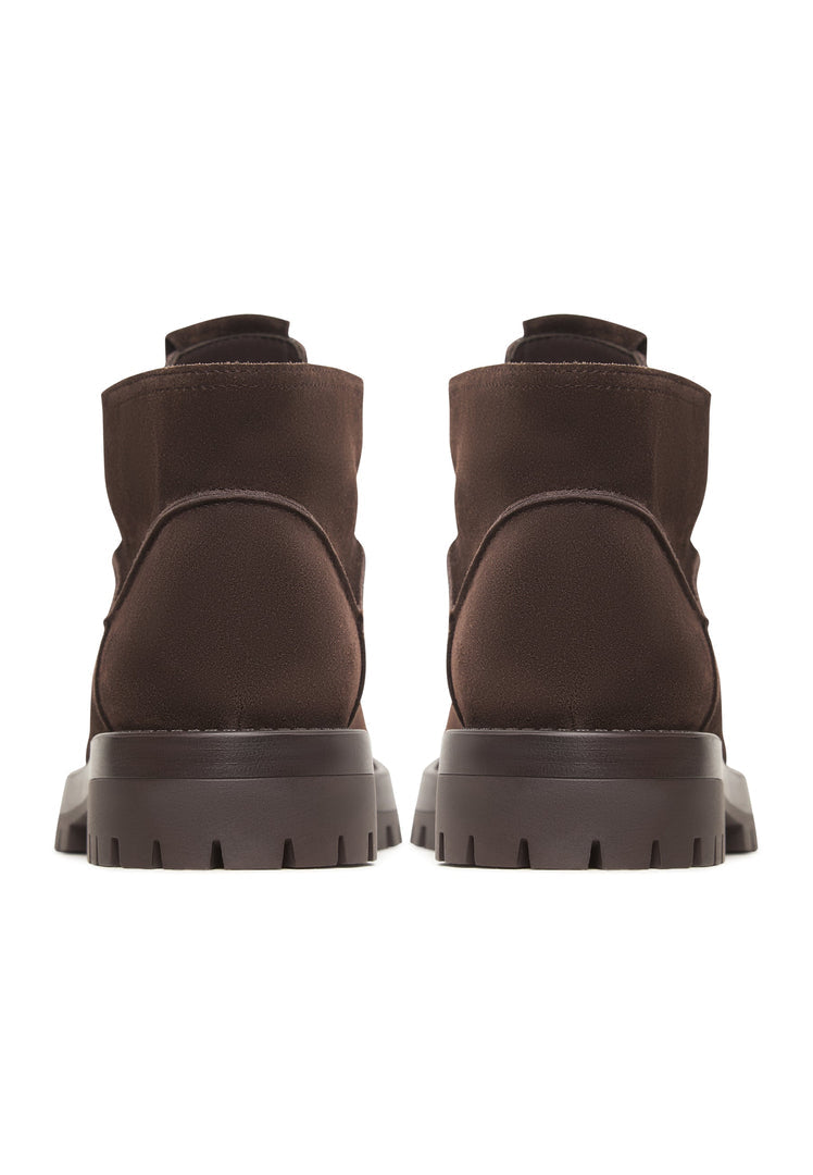 A stylish pair of brown suede lace-up ankle boots from Mavi, perfect for women's fashion.