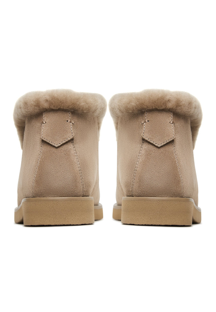 Kuschelige Wildlederstiefel mit Fellfutter Gerda - Beige