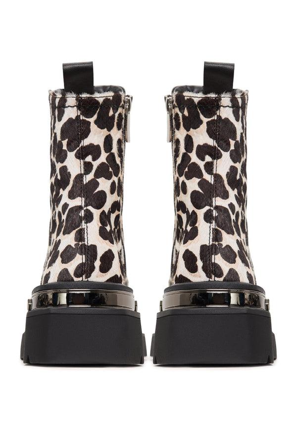 Classic Leather Platform Ankle Boots Luna - Leopard