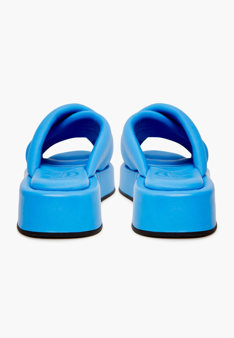 Mule à plateforme en cuir - Bleu