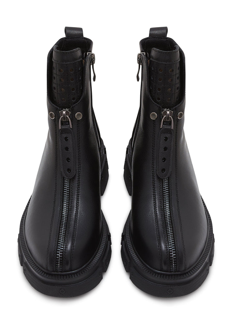 A pair of stylish block heel ankle boots, perfect for women looking for classic and fashionable footwear.