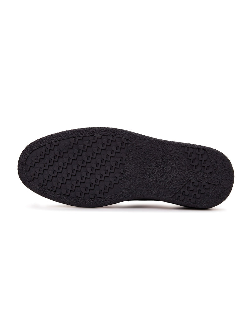 A stylish pair of navy blue slip-on suede loafers for men, perfect for any occasion.