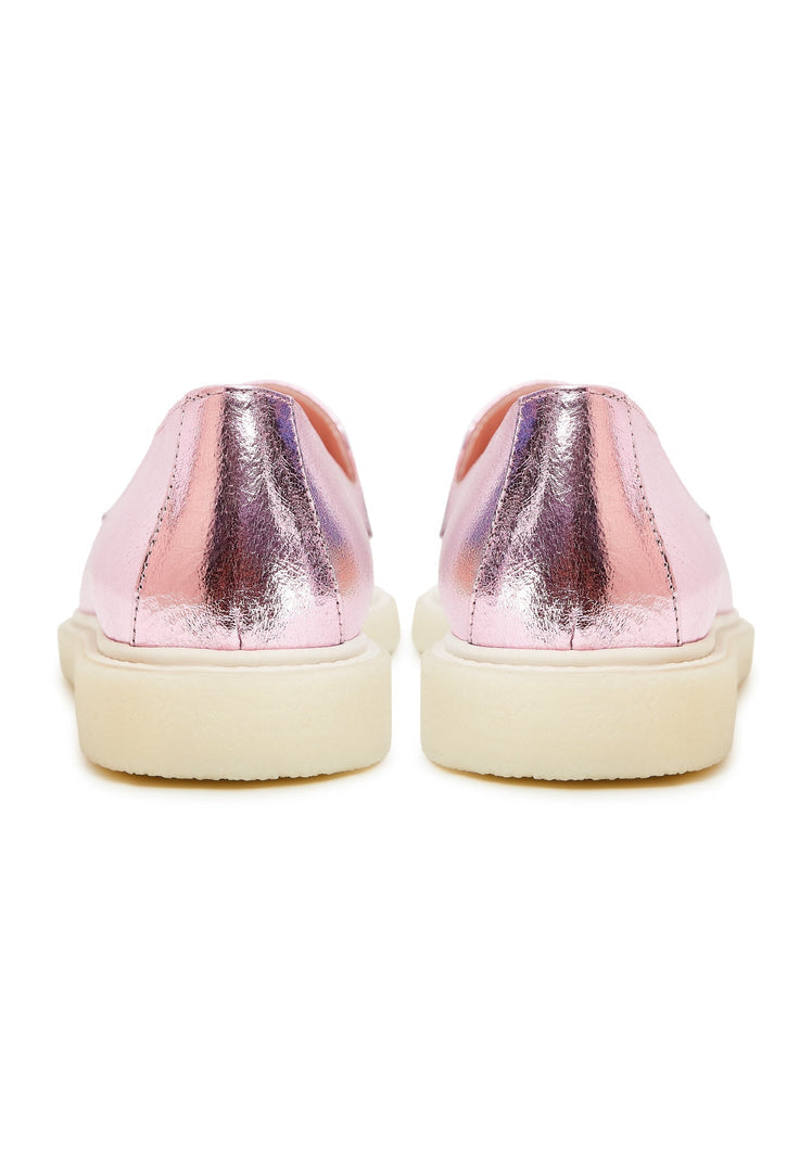 Flat Sole Loafers - Metallic Pink