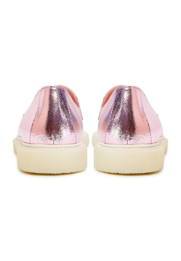Flat Sole Loafers - Metallic Pink