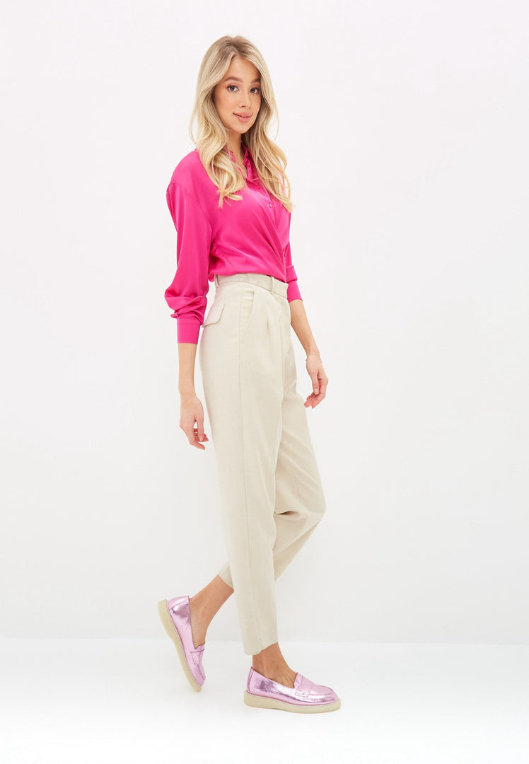 Flat Sole Loafers - Metallic Pink