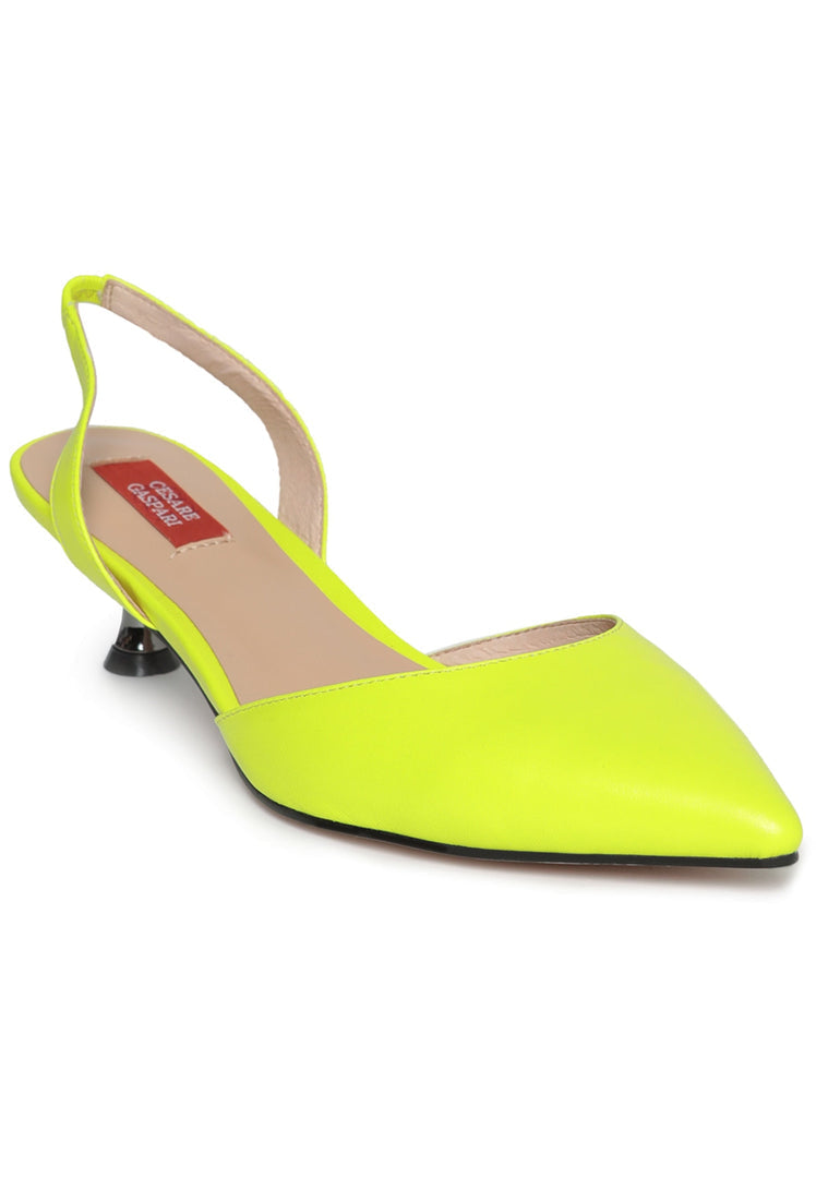 Kitten Heel Sandalen aus Leder - Grün