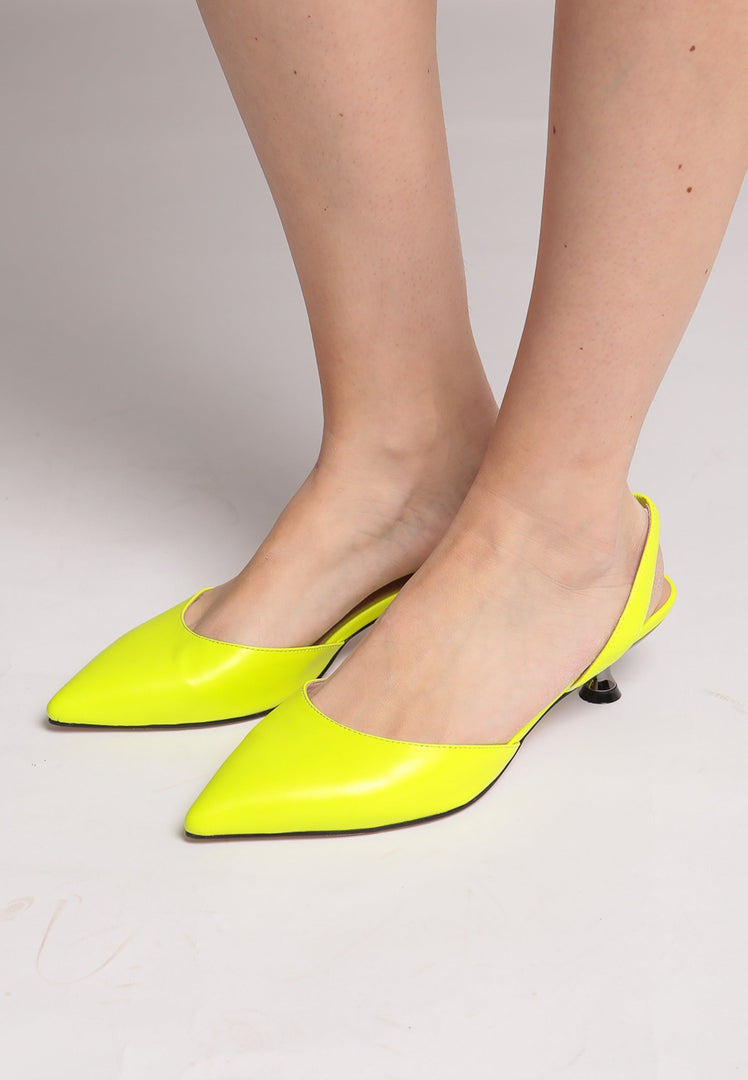 Kitten Heel Sandalen aus Leder - Grün