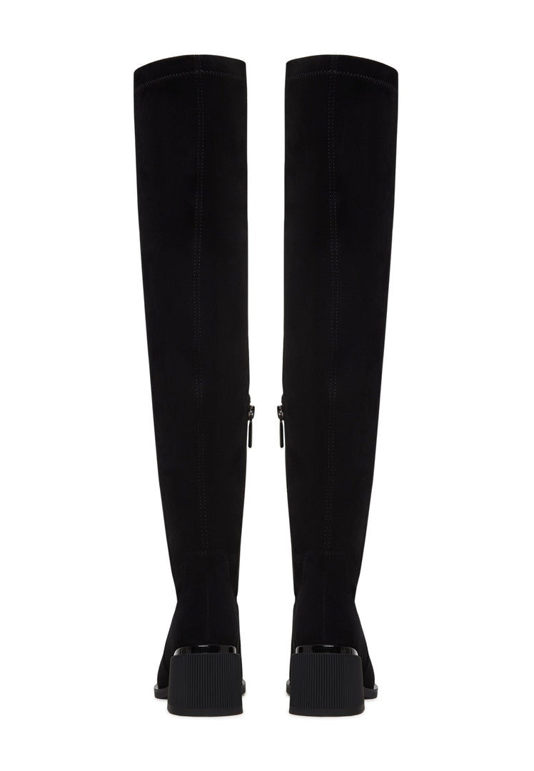 Suede Chic Over-the-Knee Boots - Black