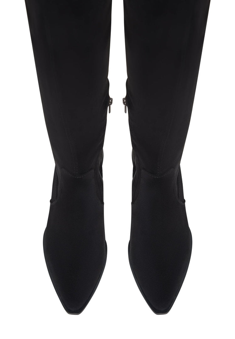 Suede Chic Over-the-Knee Boots - Black