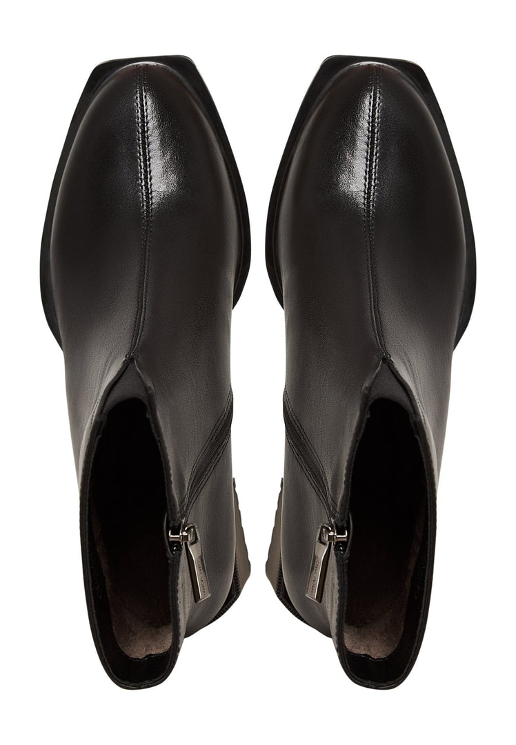 Casual High Heeled Ankle Boots - Black