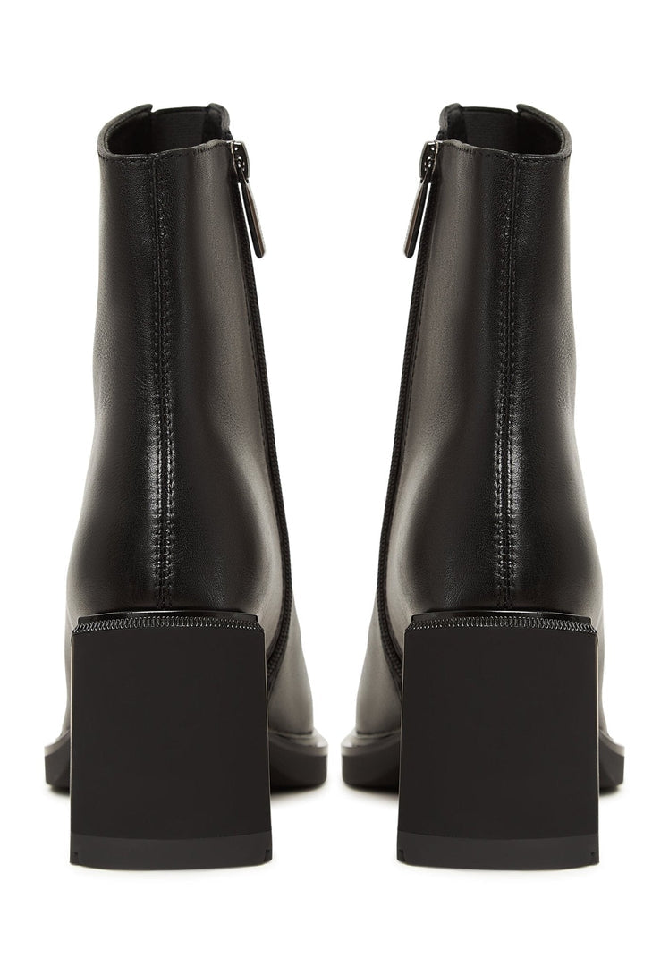 Casual High Heeled Ankle Boots - Black