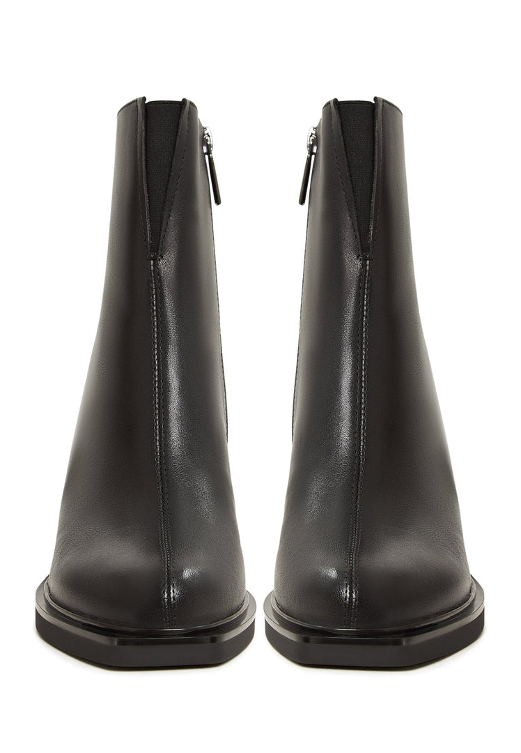 Casual High Heeled Ankle Boots - Black