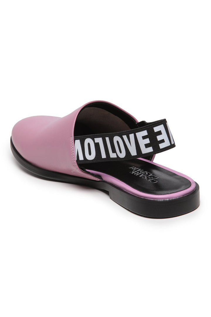 Slingback-Pantoletten aus perforiertem Leder - Rosa