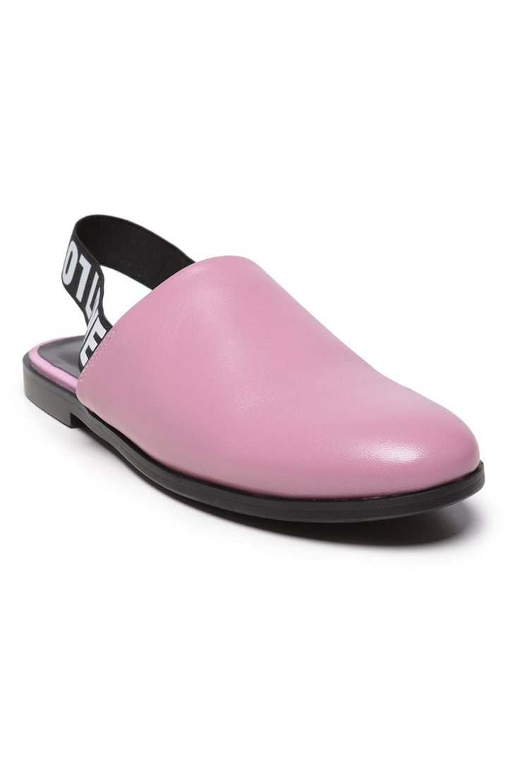 Slingback-Pantoletten aus perforiertem Leder - Rosa