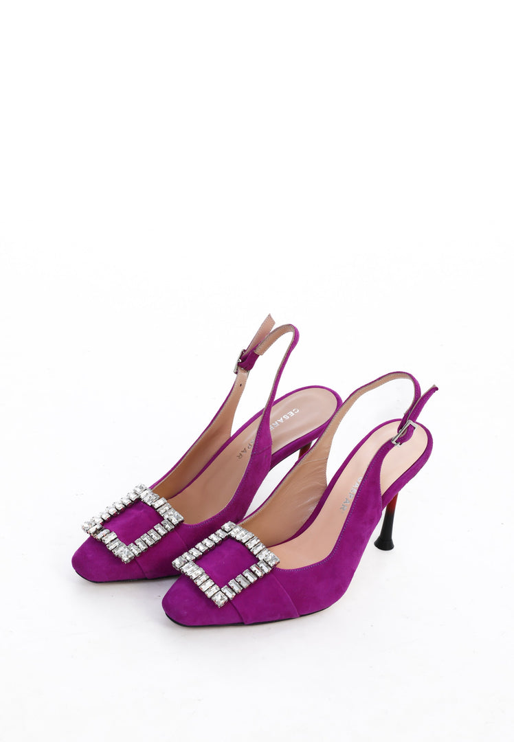 Glimmer Buckle Pumps - Purple