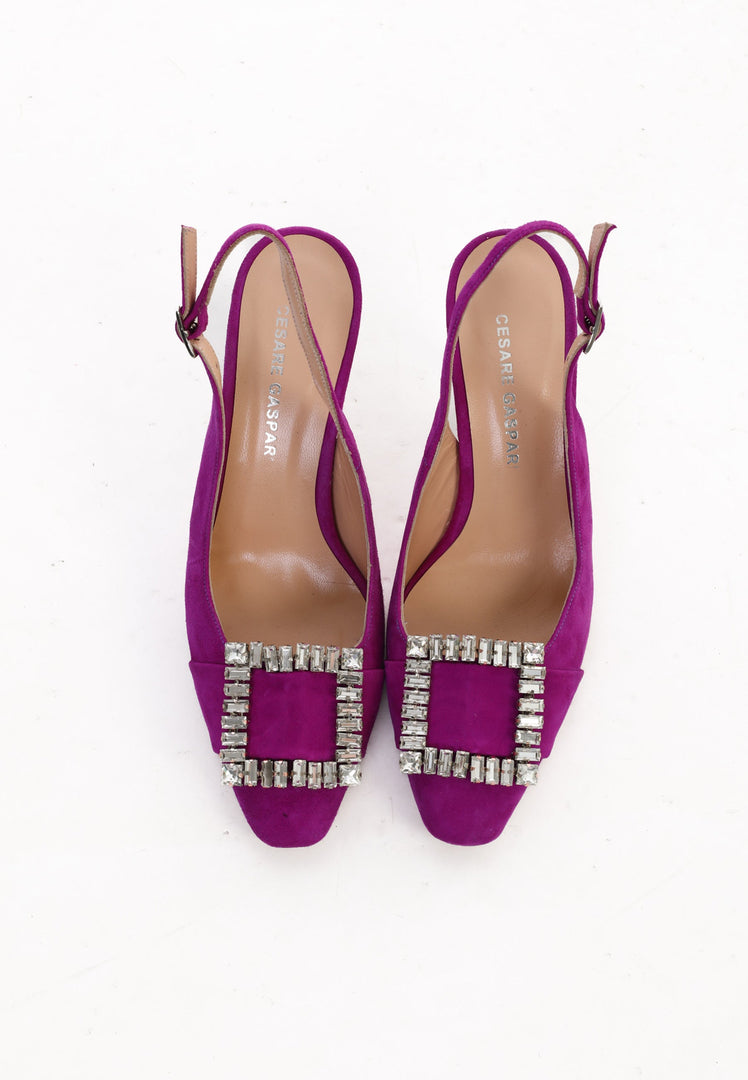 Glimmer Buckle Pumps - Purple