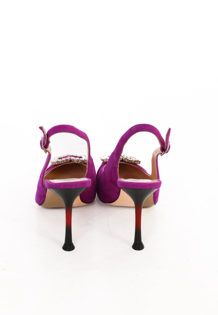 Glimmer Buckle Pumps - Purple