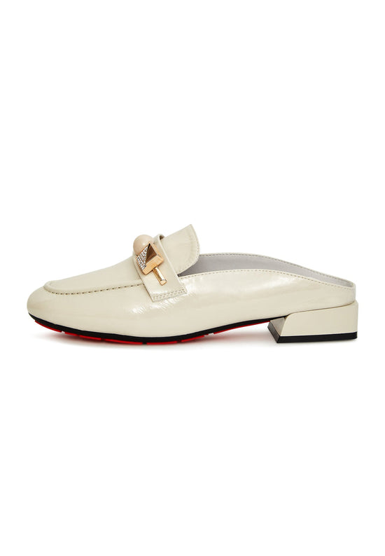 Glossy Charm Mules - White
