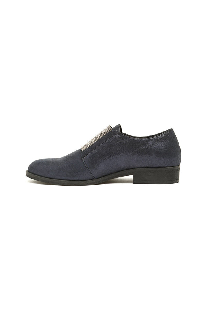 Embellished Suede Brogues - Dark Blue