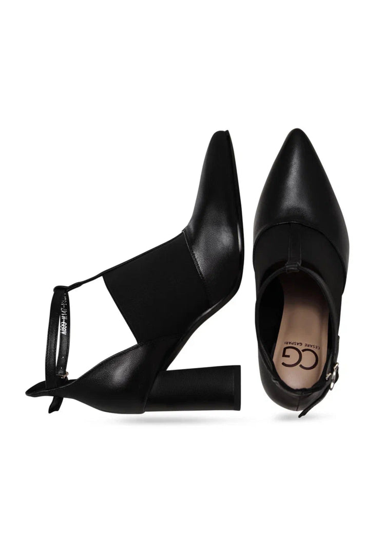 Elevated T-Strap Block Heels - Black