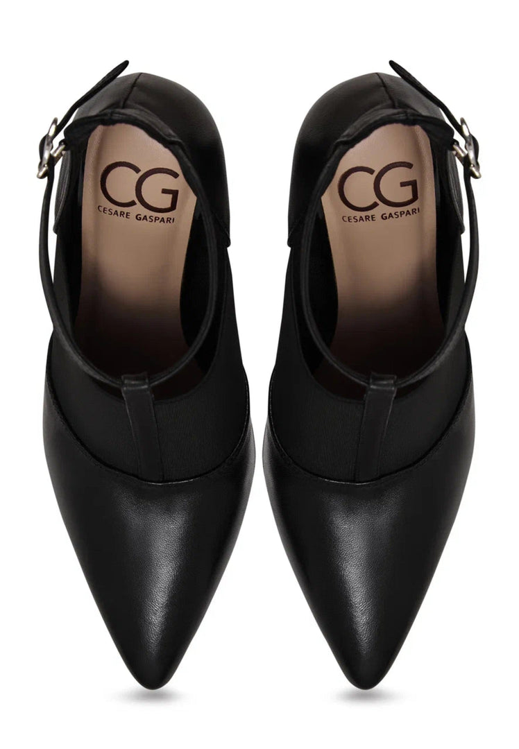 Elevated T-Strap Block Heels - Black