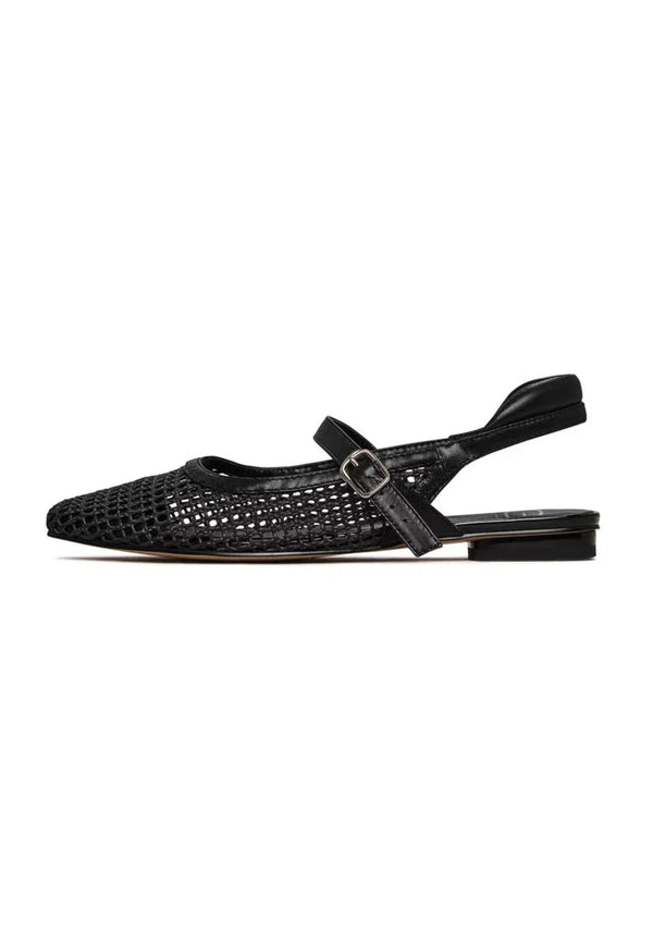 Gewebte Slingback-Flats - Schwarz