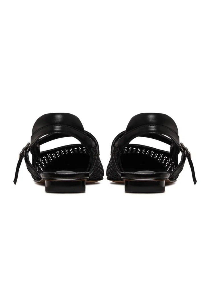 Gewebte Slingback-Flats - Schwarz