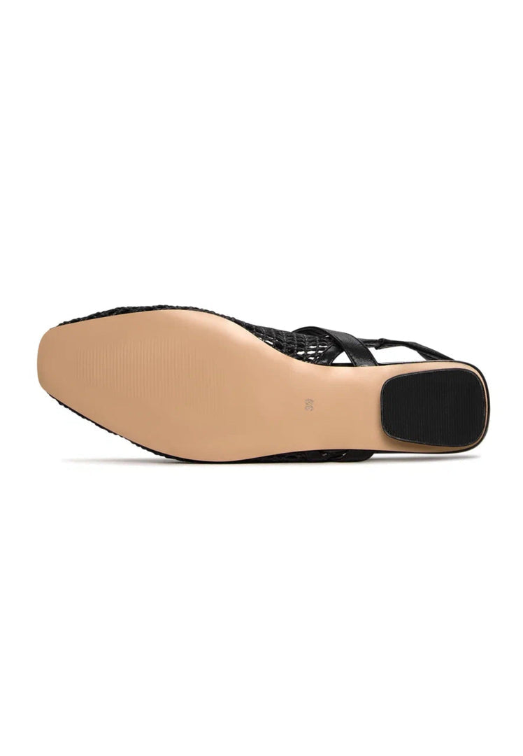 Gewebte Slingback-Flats - Schwarz