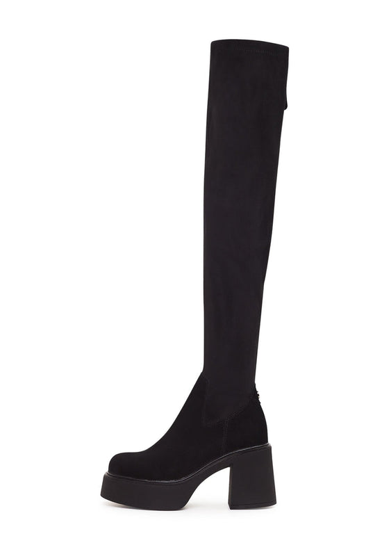 Bottines à semelle compensée - Daim noir