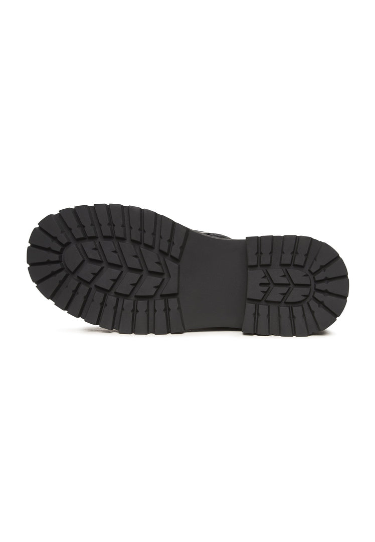 Robuste Schnürstiefel Betty mit Innensohle aus Wolle - Schwarz