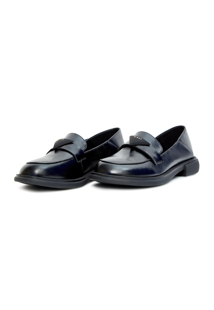 A stylish pair of black slip-on loafers for men, perfect for any classic ensemble.